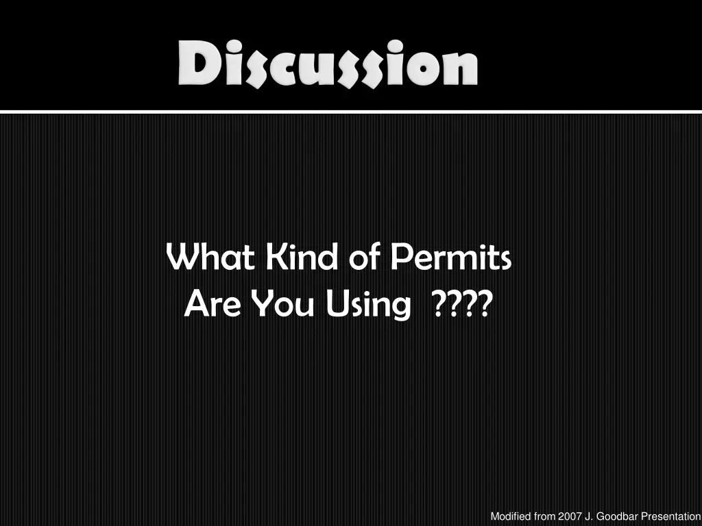 what kind of permits are you using