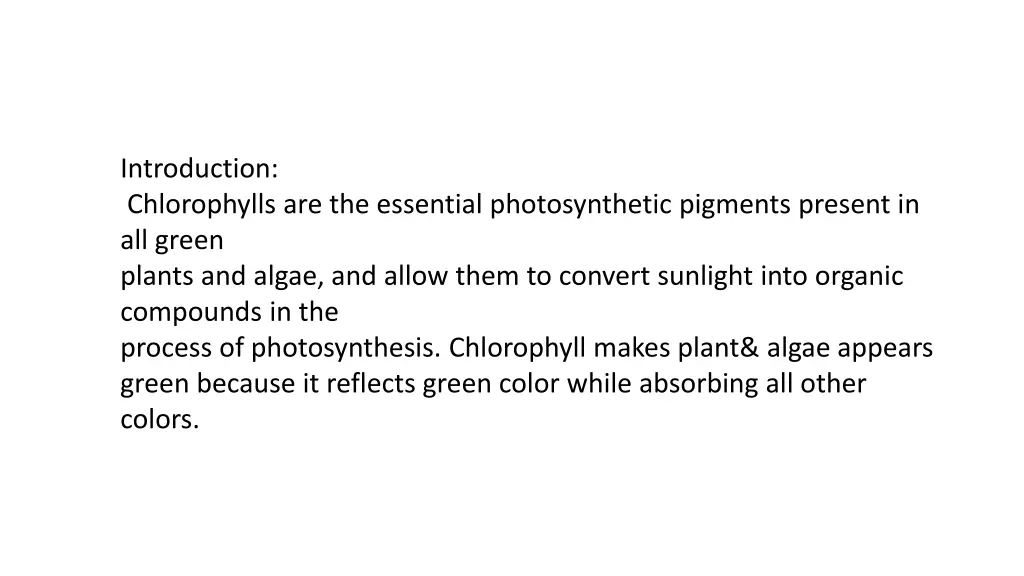 introduction chlorophylls are the essential
