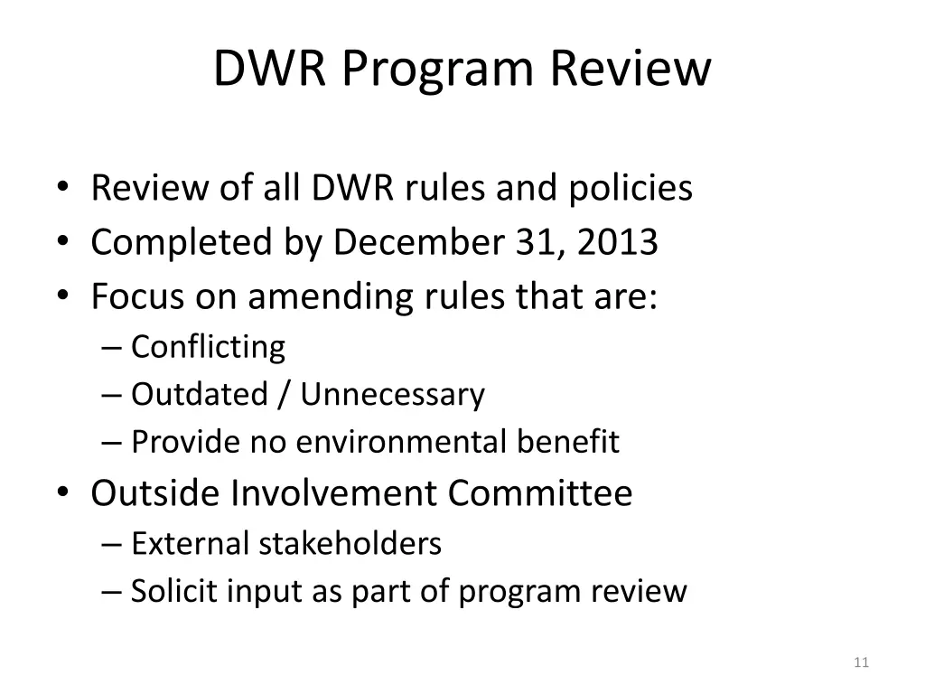 dwr program review