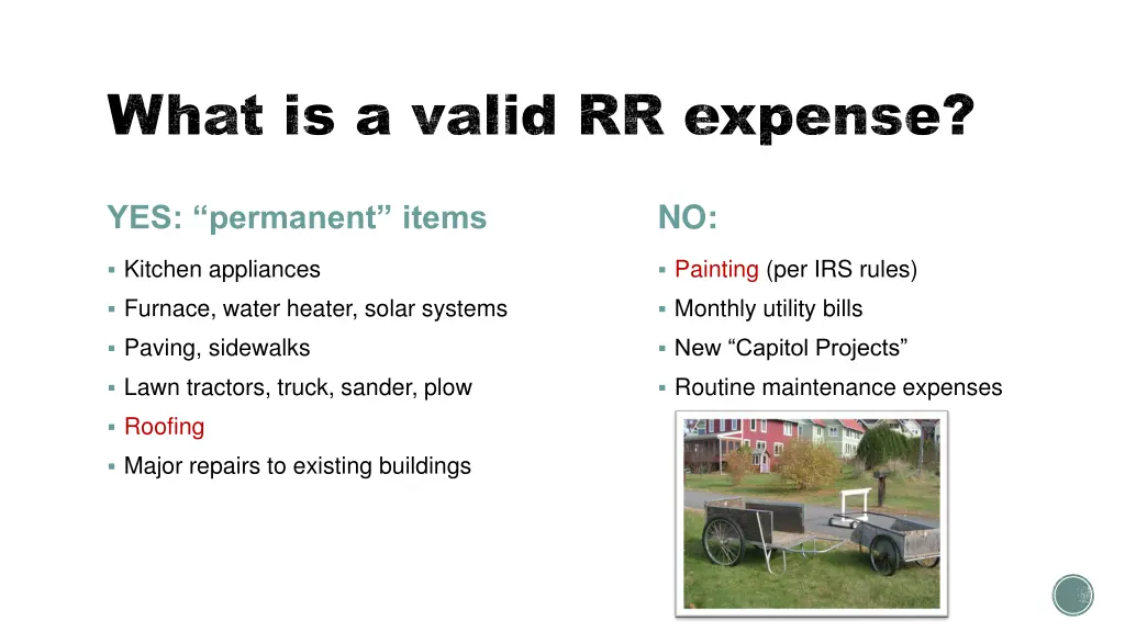 what is a valid rr expense