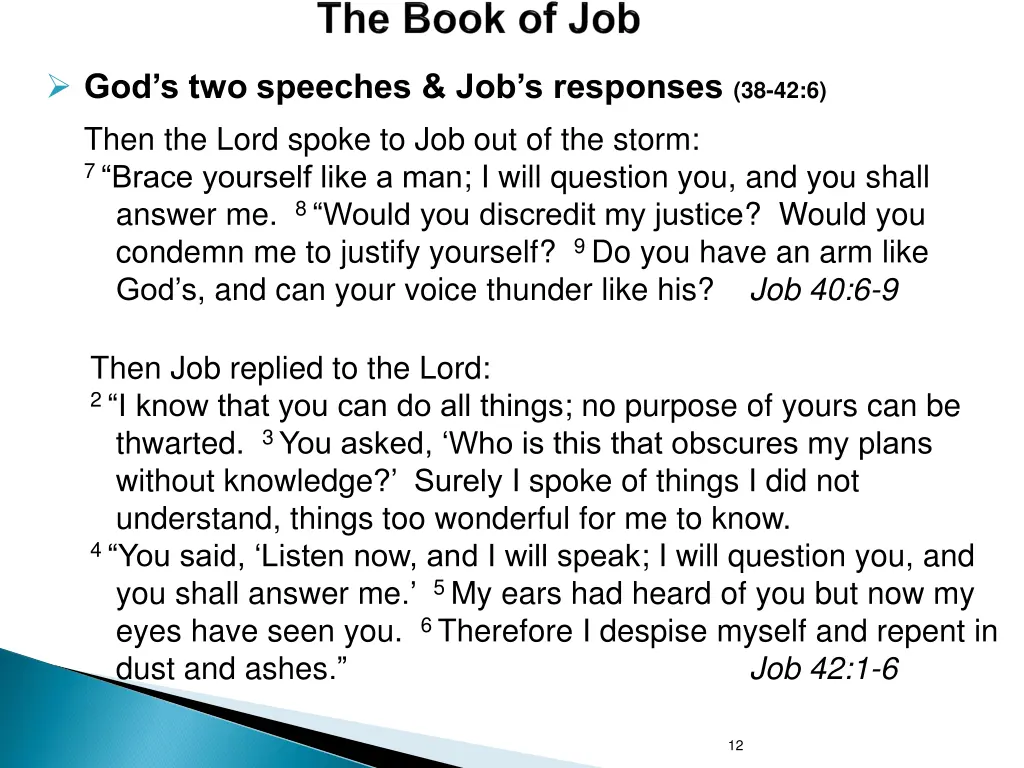 god s two speeches job s responses 38 42 6 then 1
