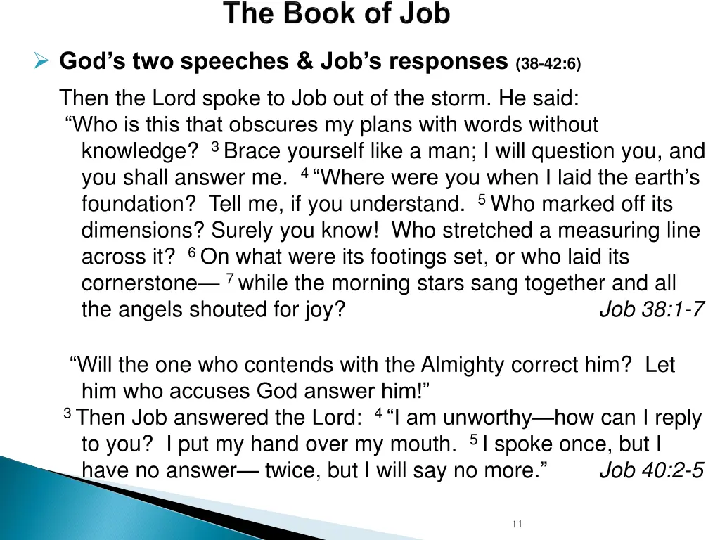 god s two speeches job s responses 38 42 6 then