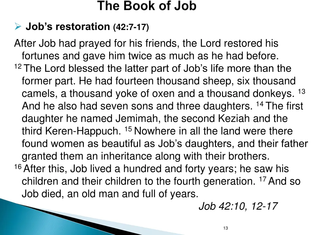 job s restoration 42 7 17 after job had prayed