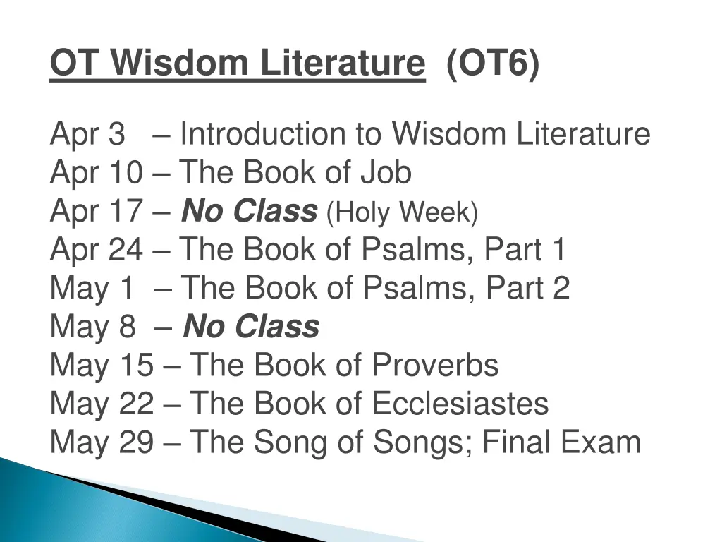 ot wisdom literature ot6