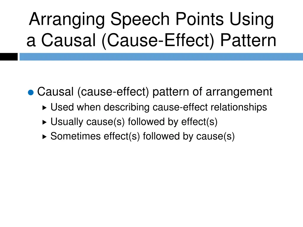arranging speech points using a causal cause