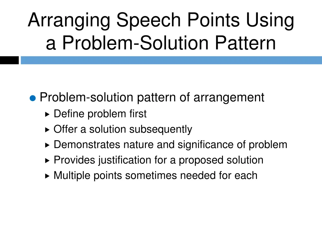 arranging speech points using a problem solution
