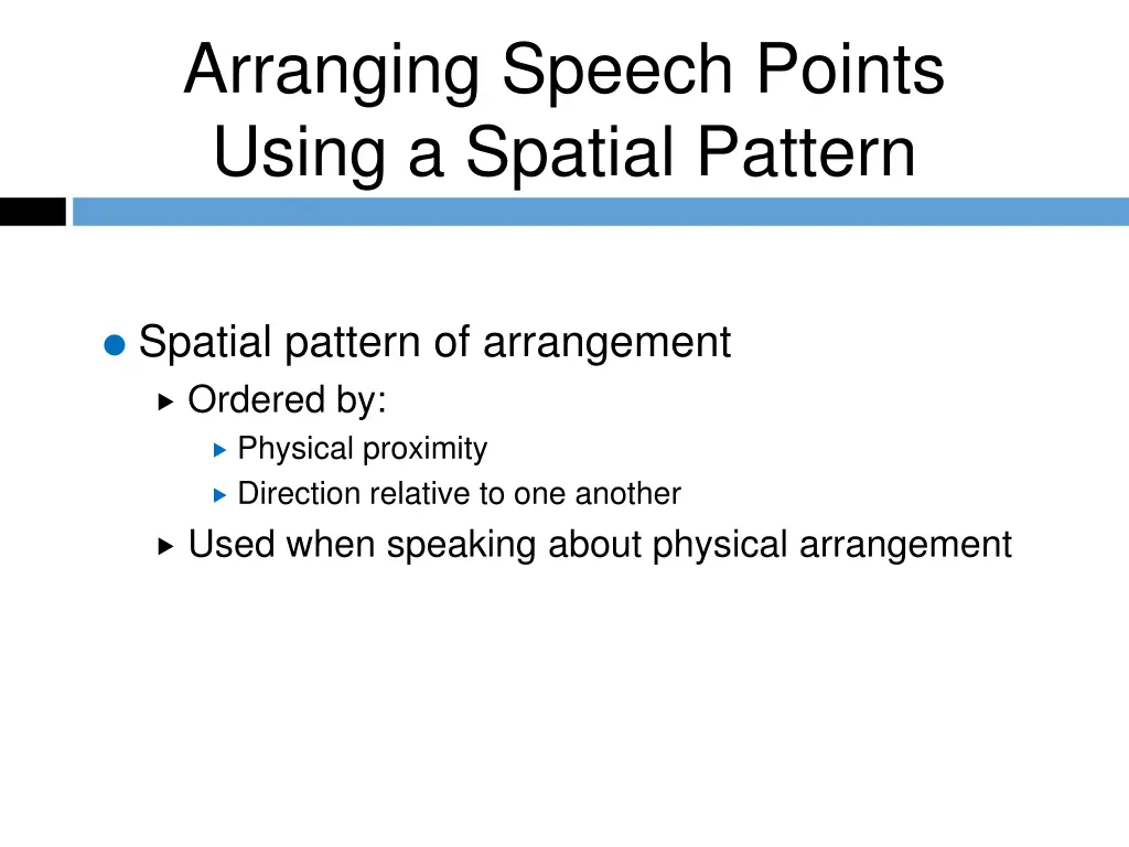 arranging speech points using a spatial pattern