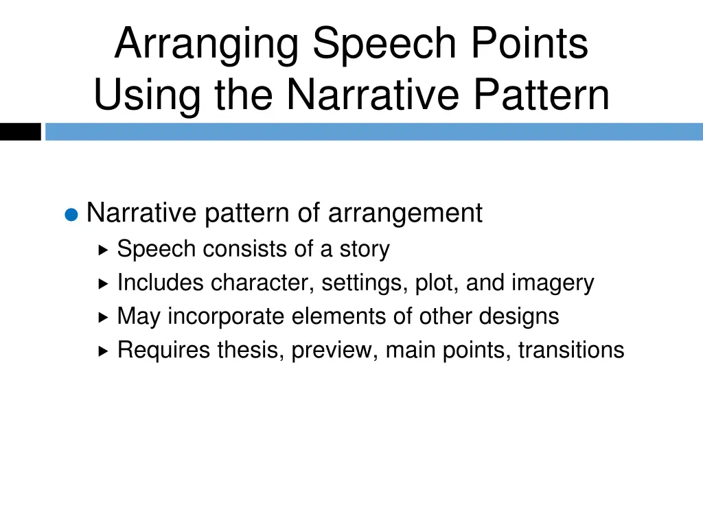 arranging speech points using the narrative