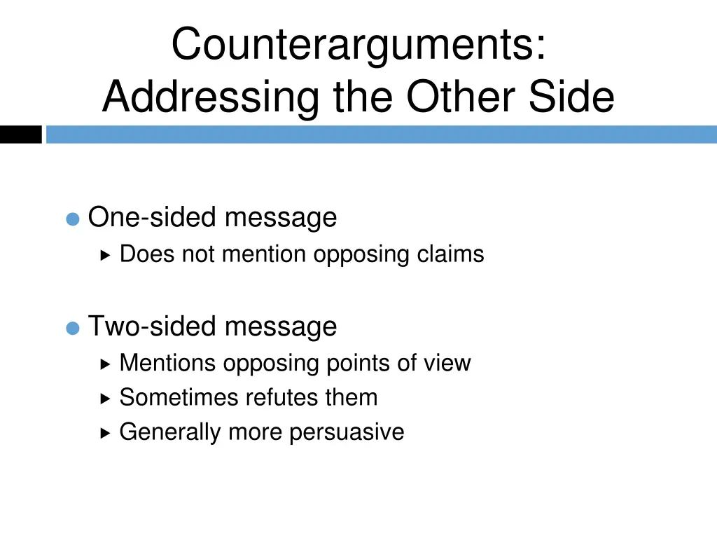 counterarguments addressing the other side