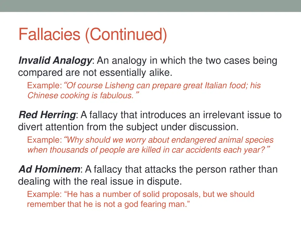 fallacies continued