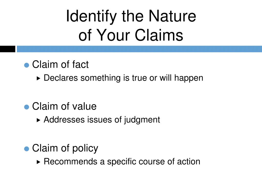 identify the nature of your claims