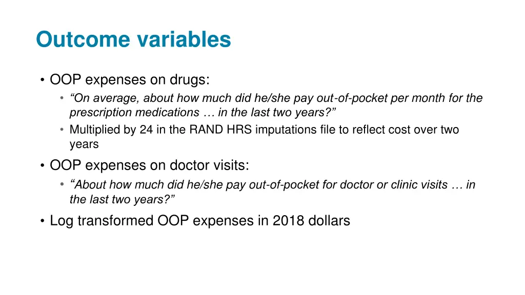 outcome variables