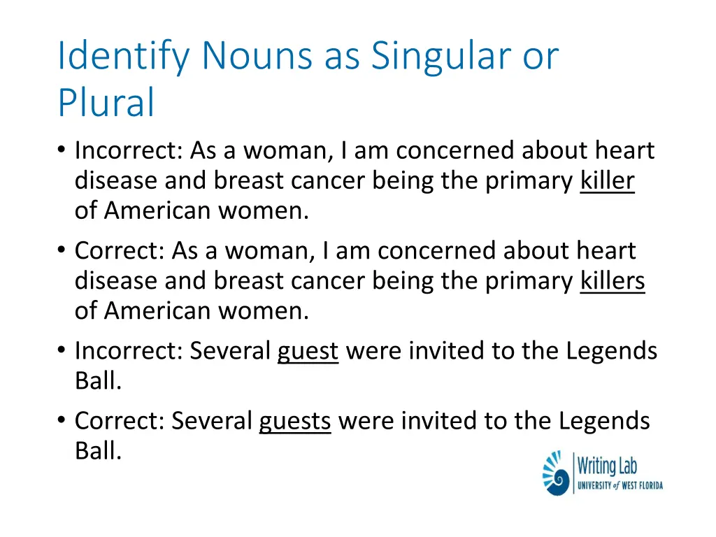 identify nouns as singular or plural incorrect