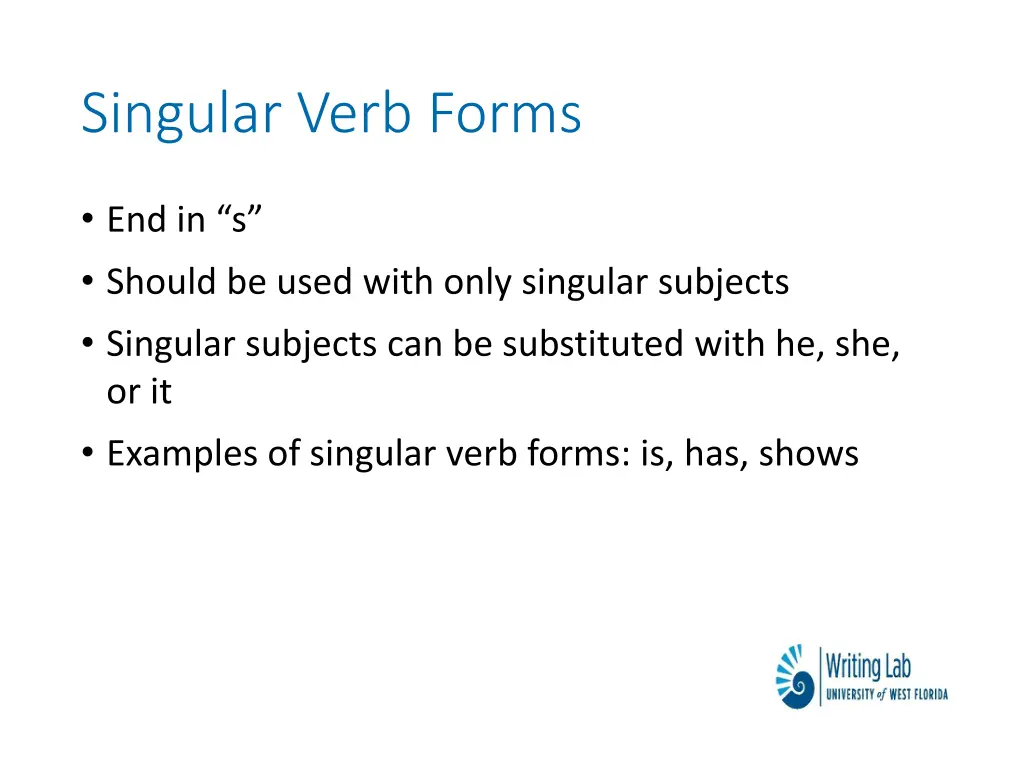 singular verb forms