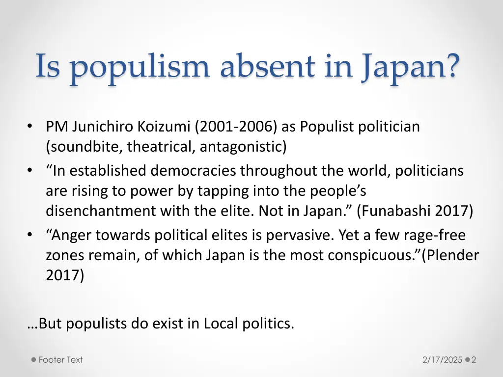 is populism absent in japan