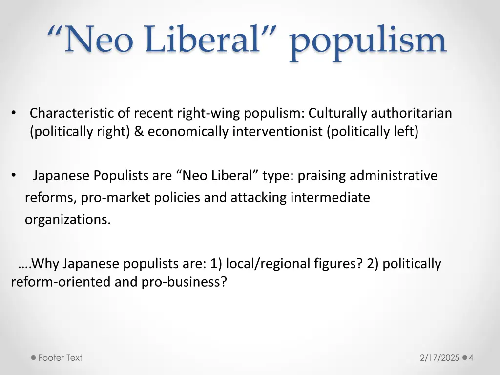 neo liberal populism