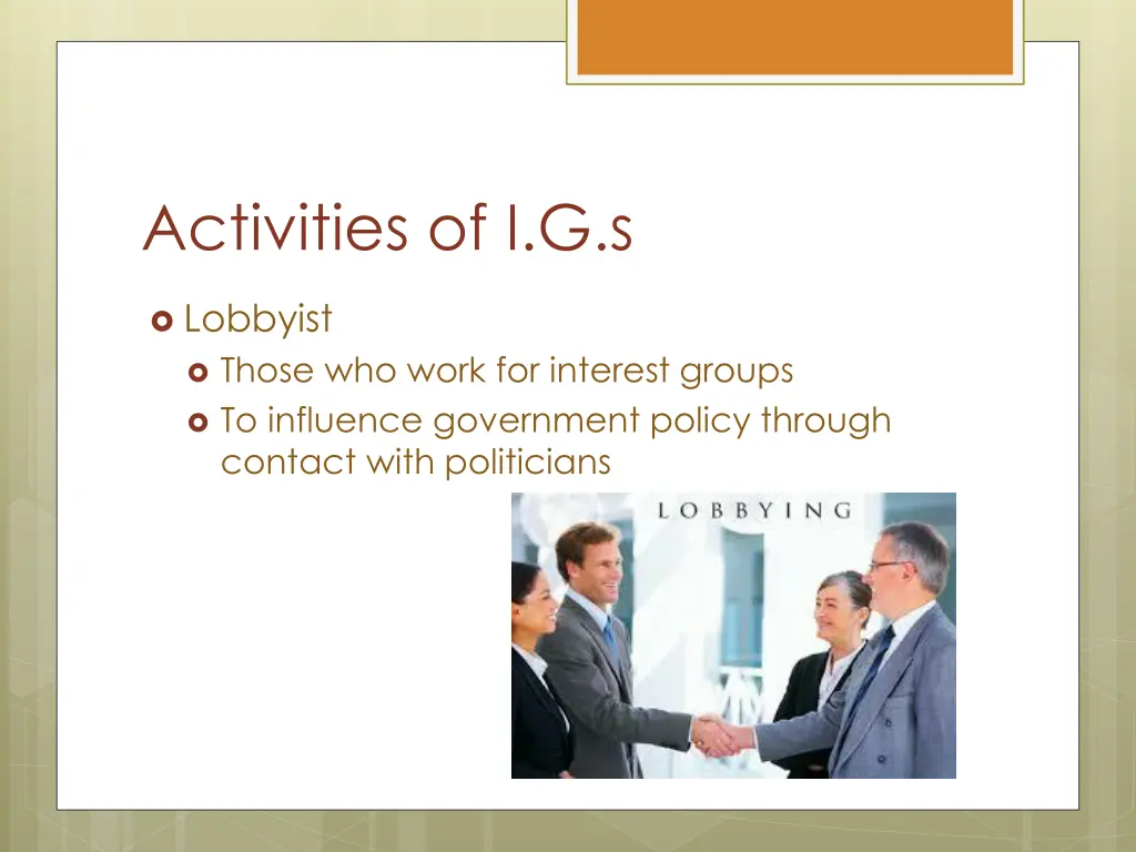 activities of i g s