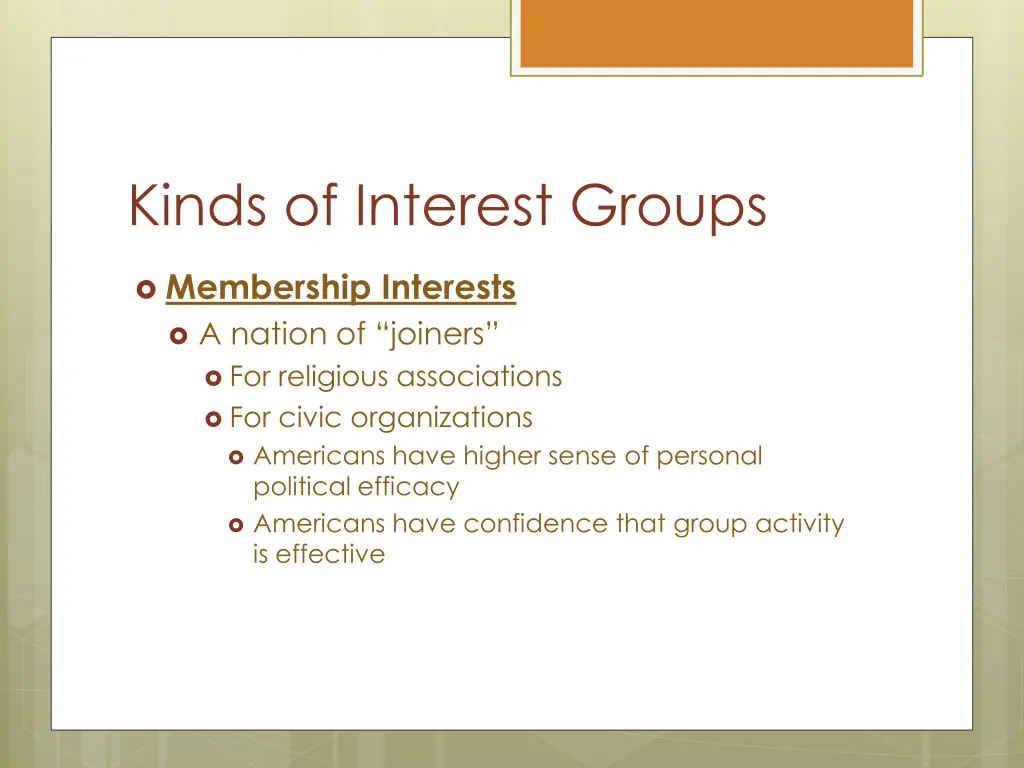 kinds of interest groups 1