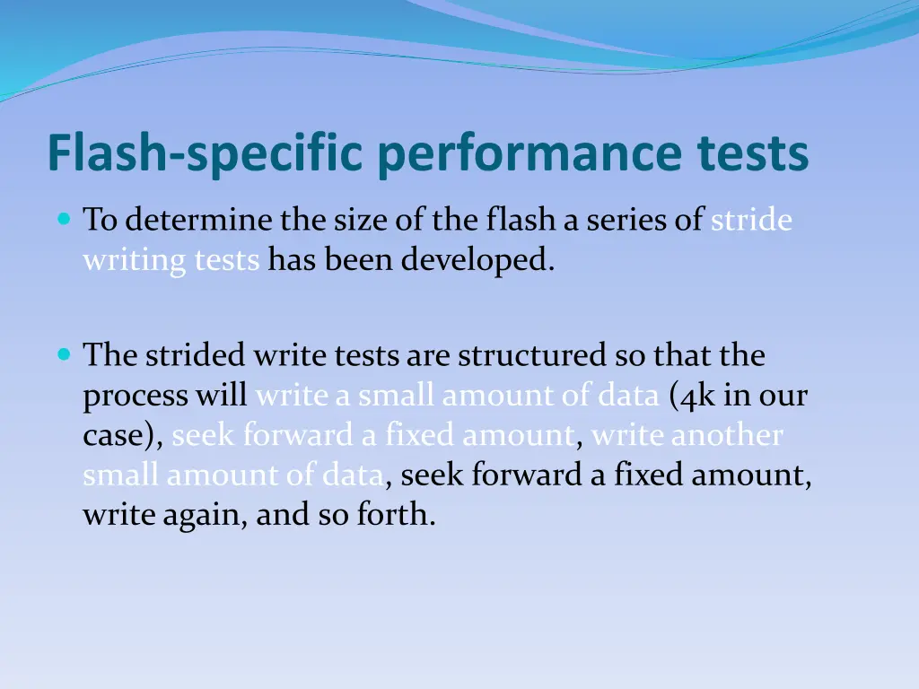 flash specific performance tests