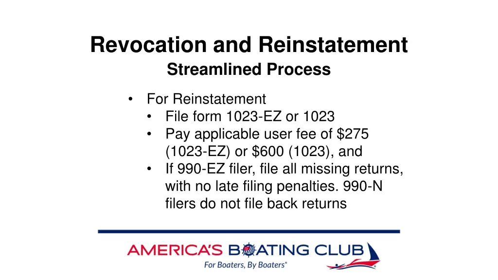 revocation and reinstatement streamlined process 1
