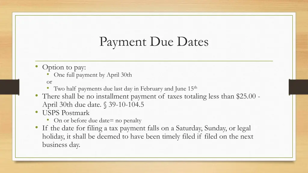 payment due dates