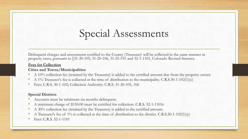 special assessments