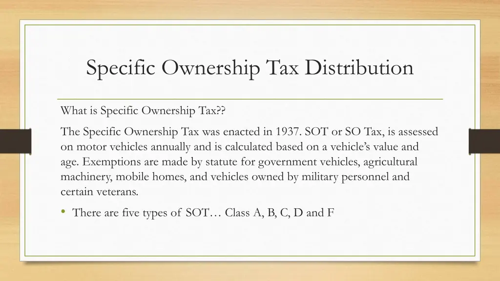 specific ownership tax distribution