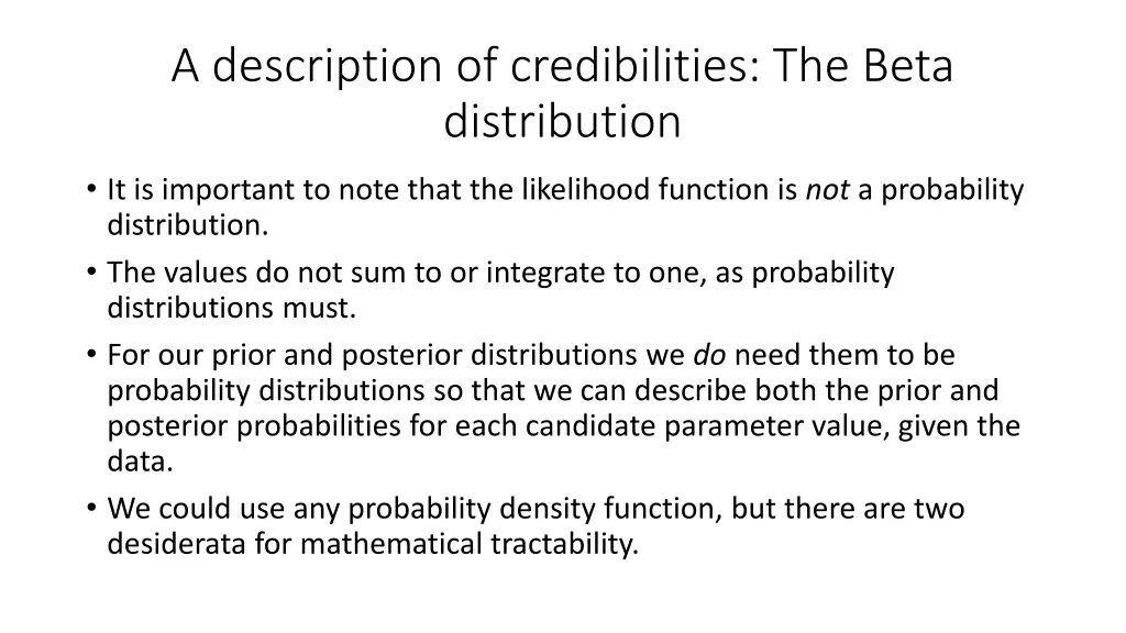 a description of credibilities the beta