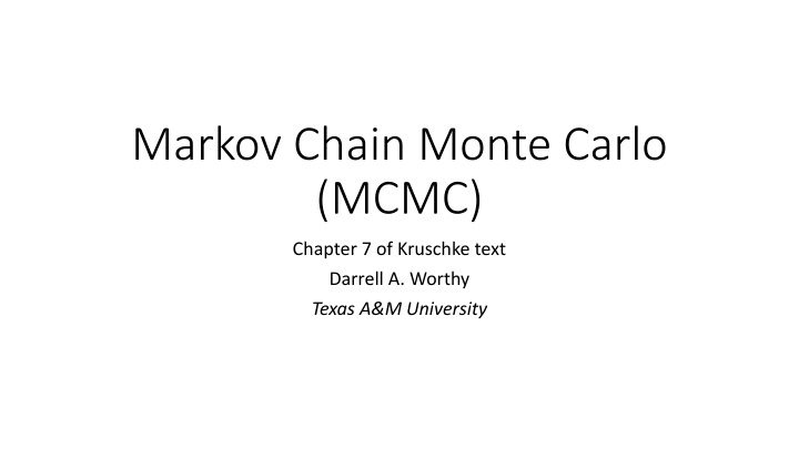 markov chain monte carlo mcmc