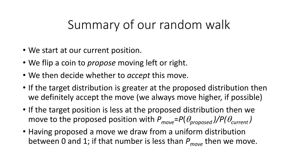 summary of our random walk