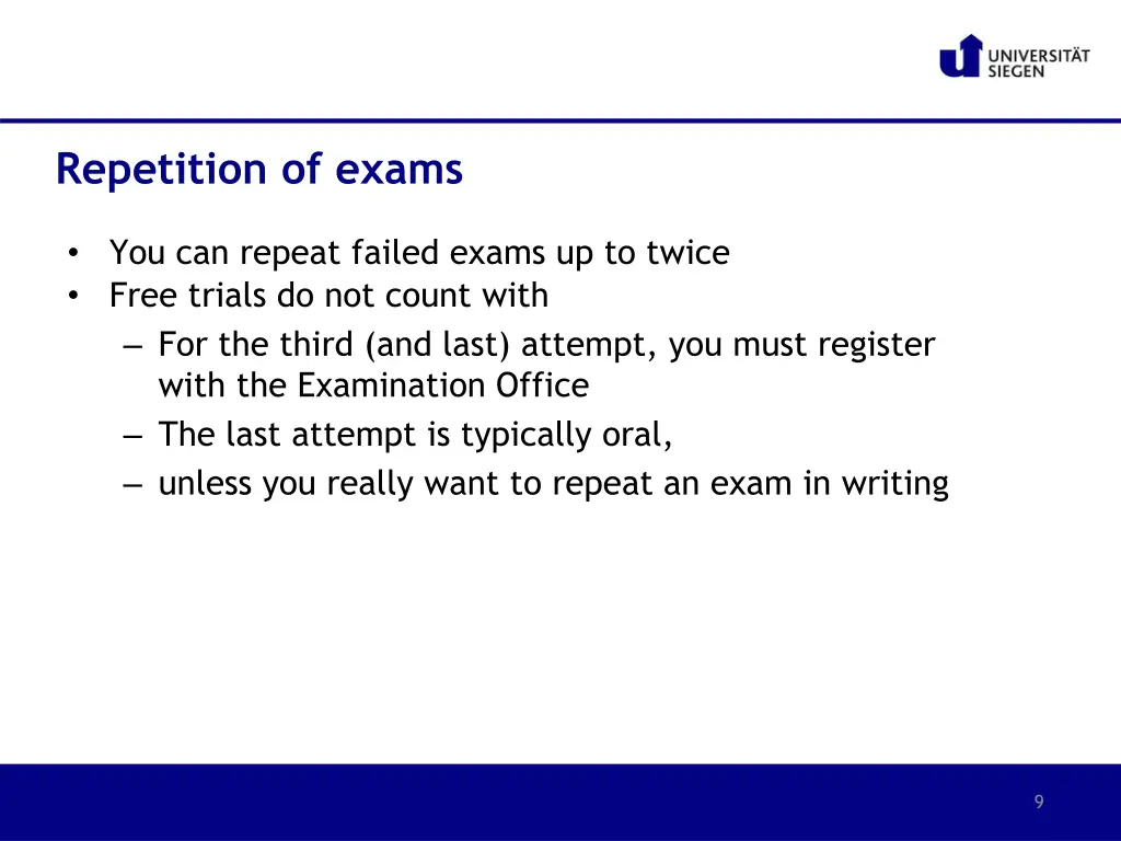 repetition of exams