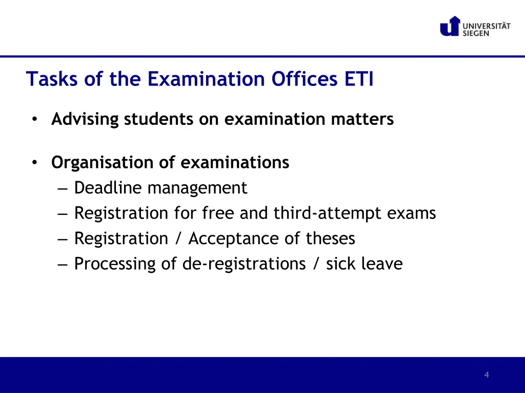 tasks of the examination offices eti