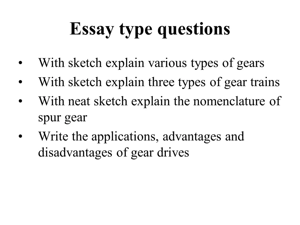 essay type questions