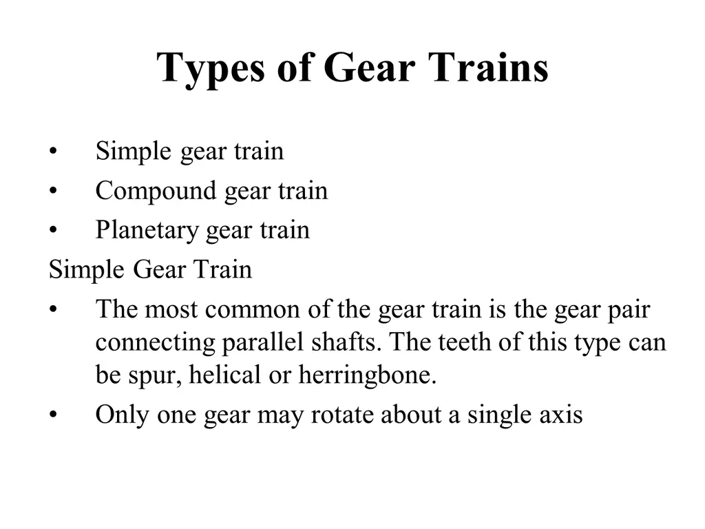 types of gear trains