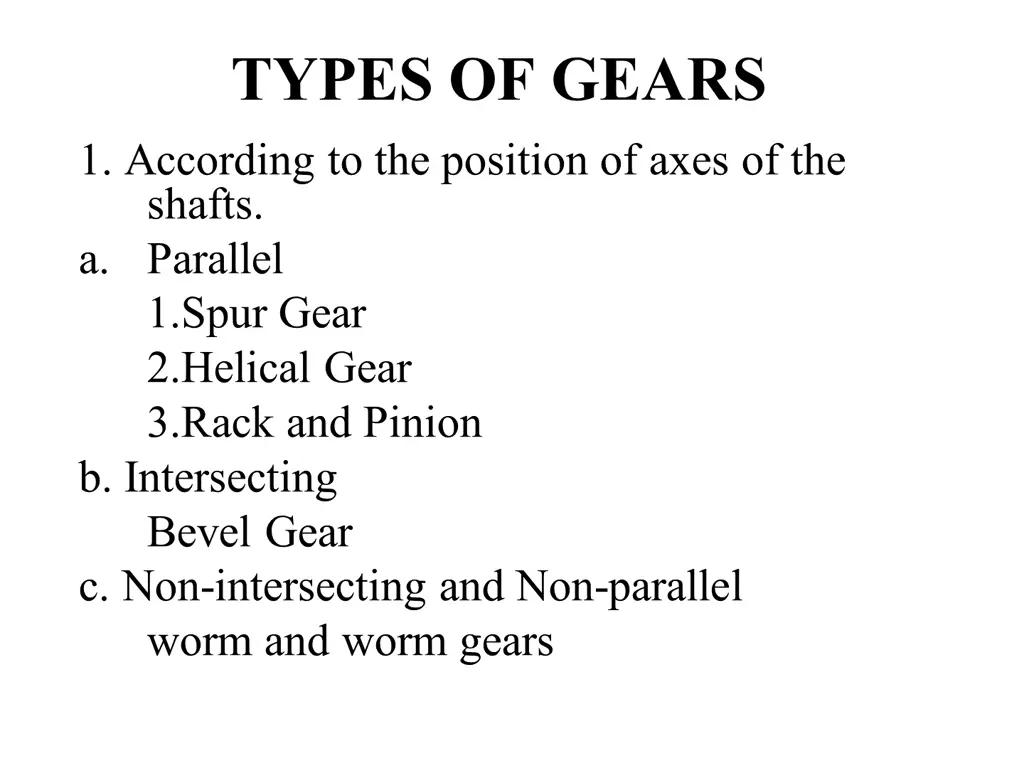 types of gears 1 according to the position