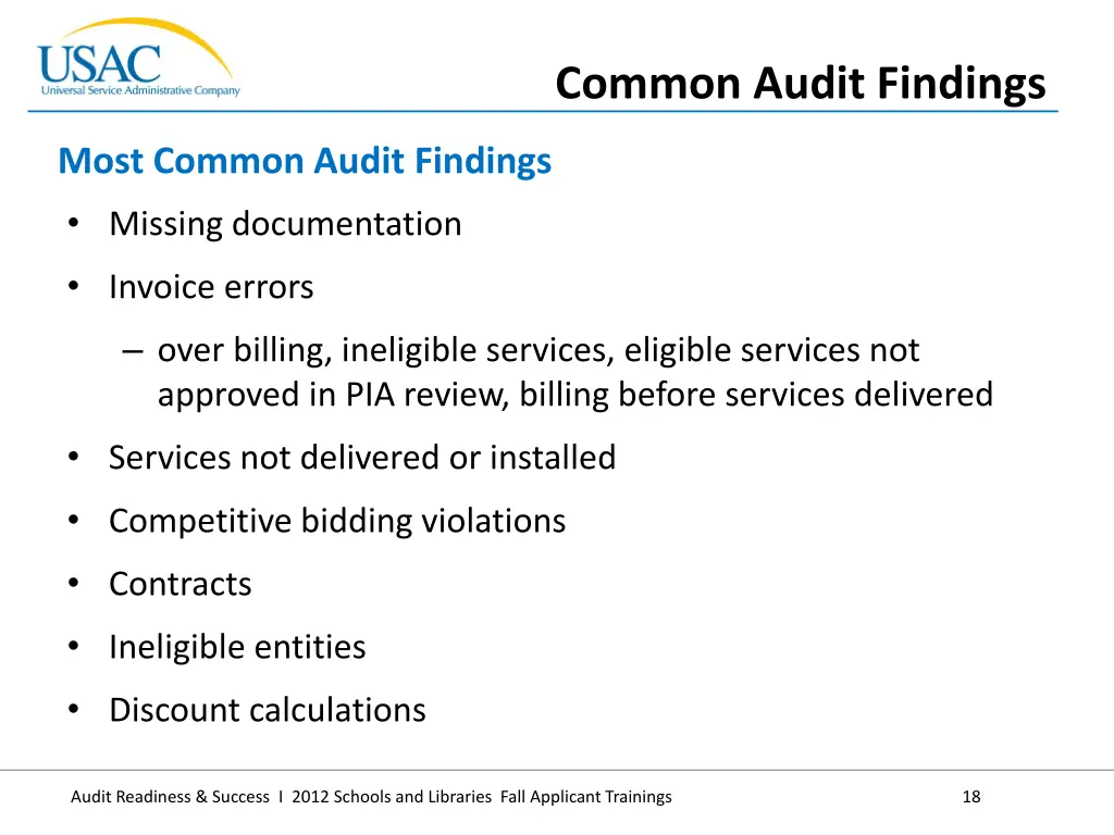 common audit findings