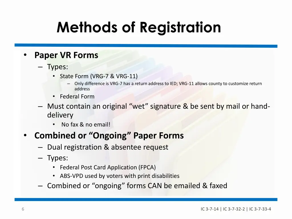 methods of registration