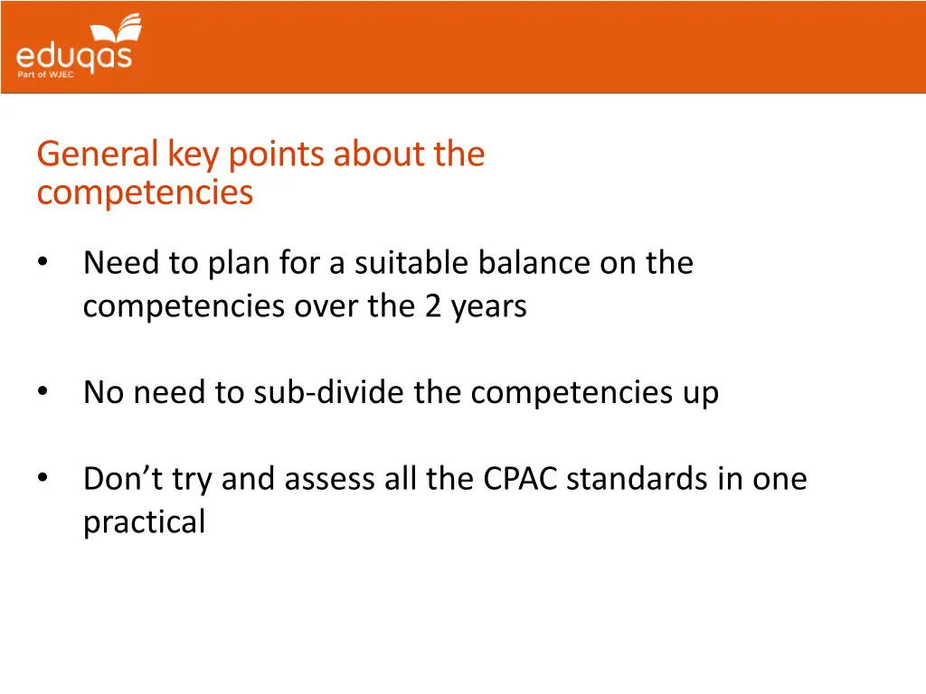 general key points about the competencies
