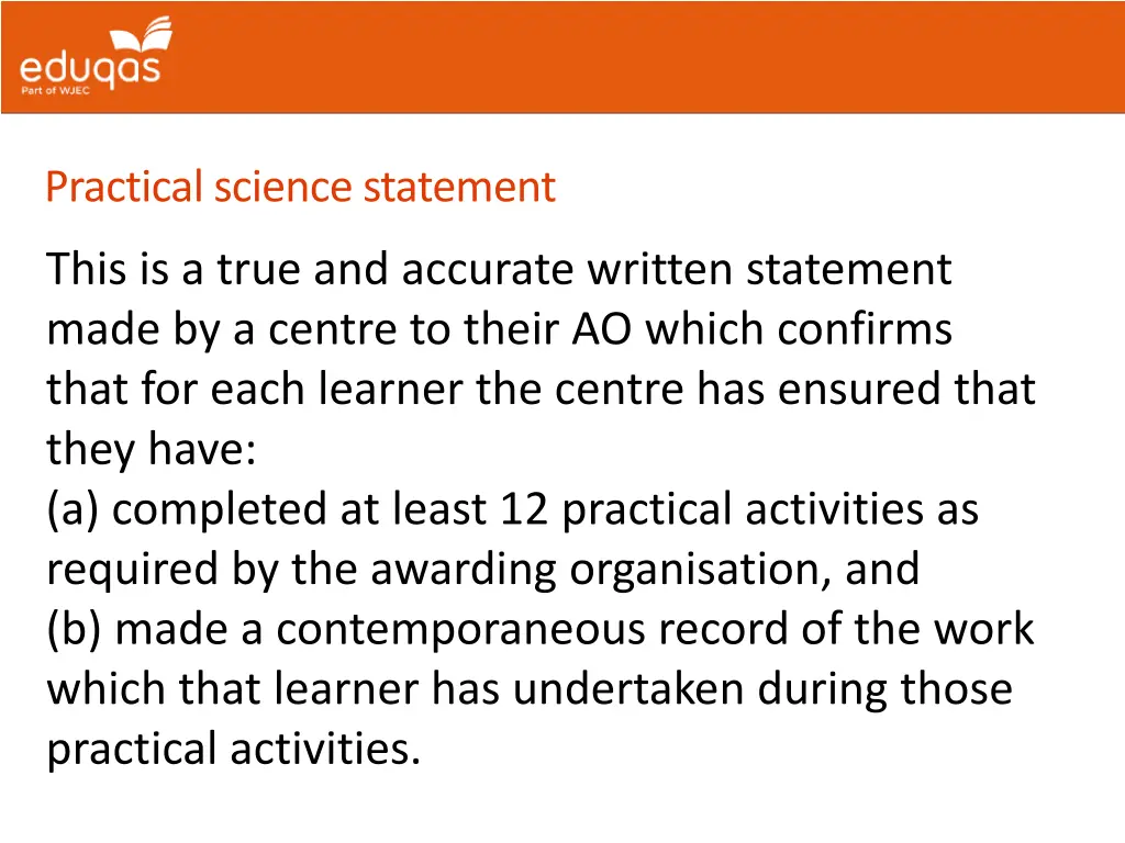 practical science statement