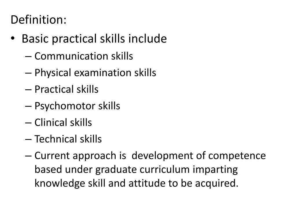 definition basic practical skills include
