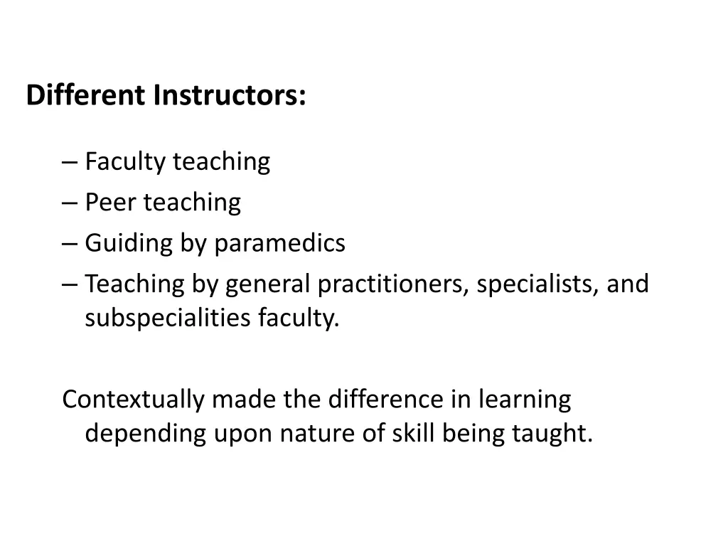 different instructors