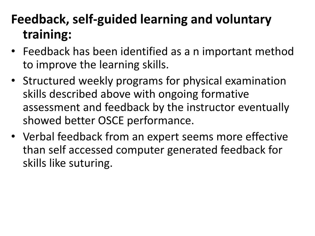 feedback self guided learning and voluntary