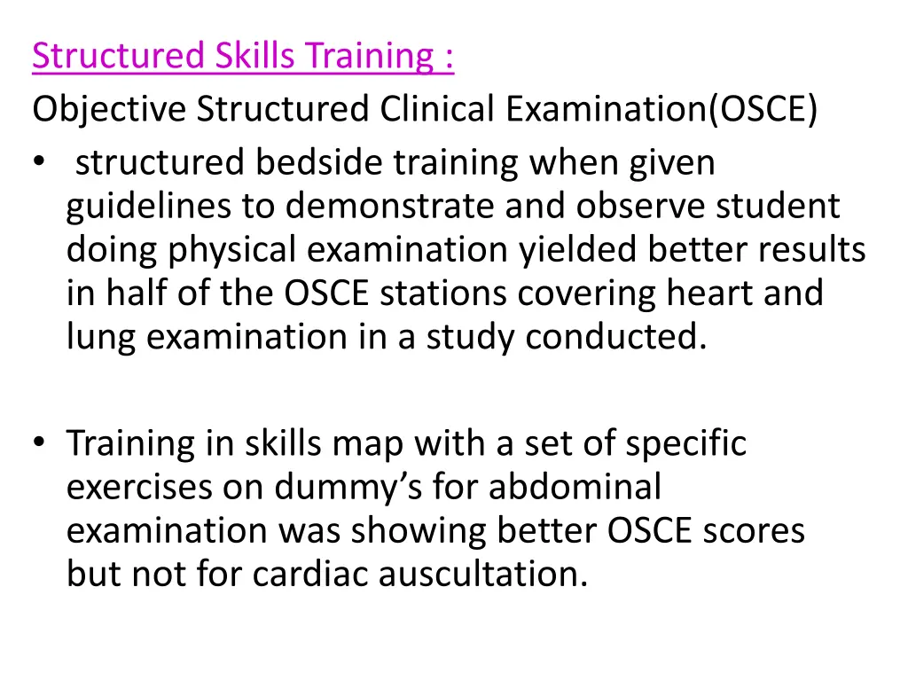 structured skills training objective structured