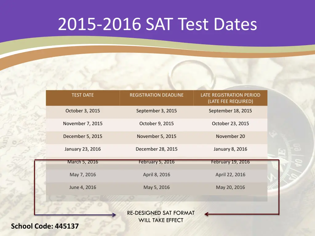 2015 2016 sat test dates