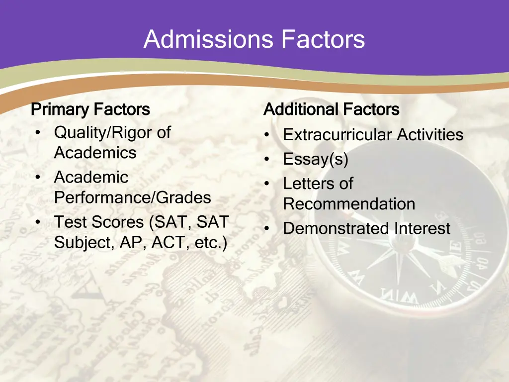 admissions factors