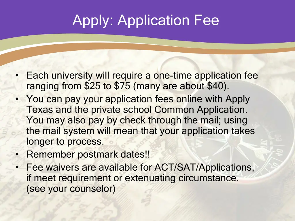 apply application fee