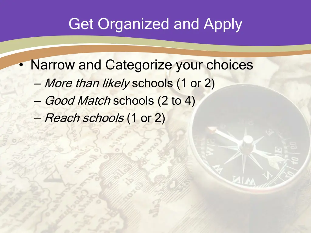 get organized and apply