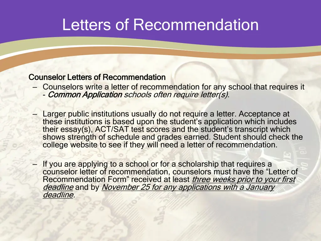letters of recommendation