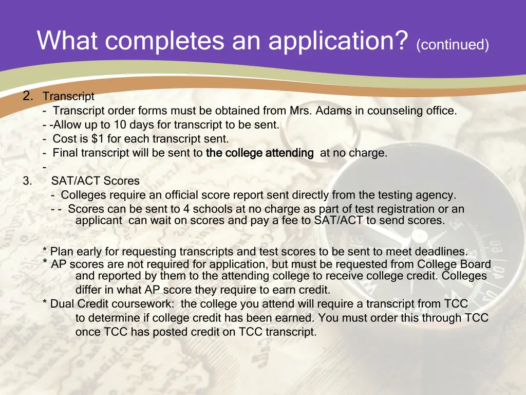 what completes an application continued