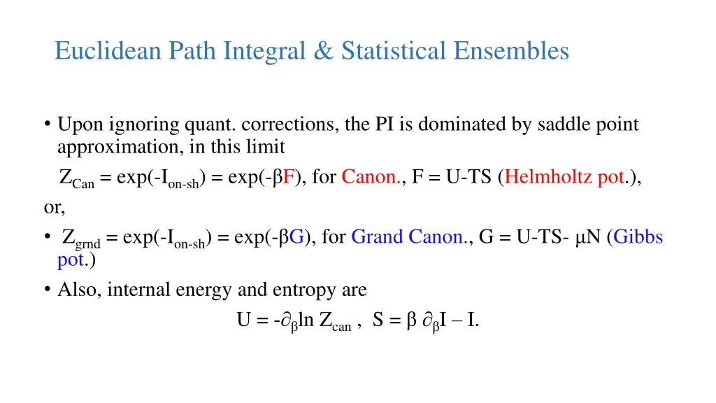 euclidean path integral statistical ensembles